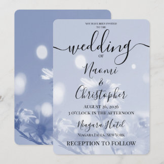 Invitation Personnaliser : Mariage Fleurs Bleues Douces