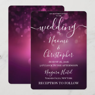 Invitation Personnaliser : Mariage Lumière Bokeh Rose