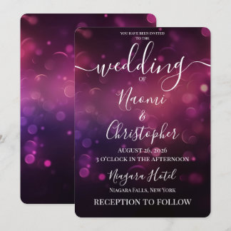 Invitation Personnaliser : Mariage Lumières Bokeh Rose Foncé