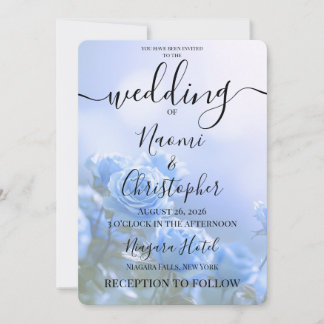 Invitation PERSONNALISER : Mariage Petites Roses Bleues