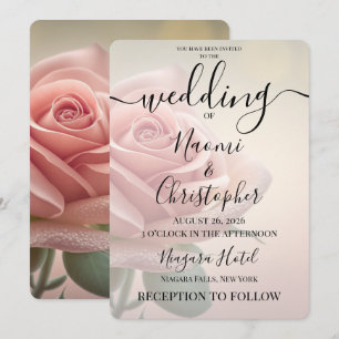 Invitation PERSONNALISER : Mariage Rose Rose Sépia Vintage