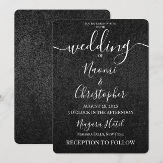 Invitation Personnaliser : Mariage Texture Grunge Gris Noir