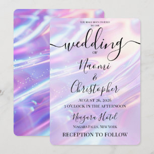 Invitation Personnaliser : Mariage Vagues Soyeuses Rose Iride