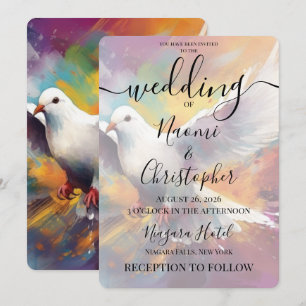 Invitation PERSONNALISER : Mariage Volant Colombe Blanche Col