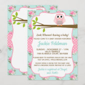 Invitation Personnaliser Owl Shabby Chic Baby shower Invitati (Devant / Derrière)