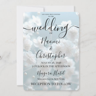 Invitation PERSONNALISER : Petites Fleurs Blanches Mariage Bl