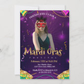 Invitation Personnaliser Photo Rouge Masquerade Masques Masqu (Devant)