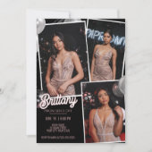 Invitation Personnaliser Pink Black Prom Envoyer Trois Photos (Devant)