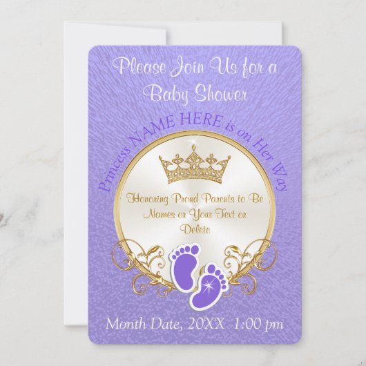 Invitation Personnaliser Princesse Thème Baby Shower Invitati (Devant)