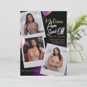 Invitation Personnaliser Purple Gold Photo Prom Envoyer (Debout devant)