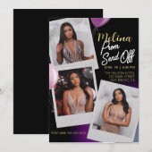 Invitation Personnaliser Purple Gold Photo Prom Envoyer (Devant / Derrière)