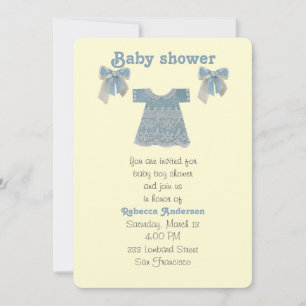 Invitation Personnaliser, robe de bébé bleu