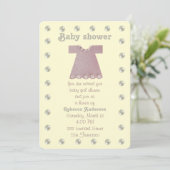 Invitation Personnaliser, robe de bébé rose (Debout devant)