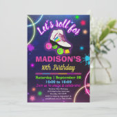Invitation Personnaliser Roller Sking Neon Anniversaire RSVP (Debout devant)