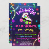 Invitation Personnaliser Roller Sking Neon Anniversaire RSVP (Devant / Derrière)