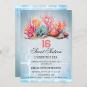 Invitation Personnaliser Sous La Mer Douce 16 Anniversaire Fê (Devant / Derrière)