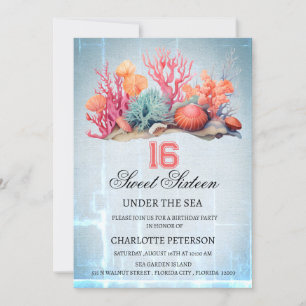 Invitation Personnaliser Sous La Mer Douce 16 Anniversaire Fê