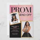 Invitation Personnaliser Sparkling Rose Black Prom Envoyer la (Devant)