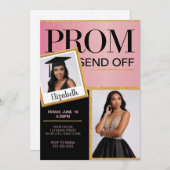 Invitation Personnaliser Sparkling Rose Black Prom Envoyer la (Devant / Derrière)