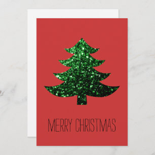 Invitation Personnaliser Sparkly arbre de Noël vert invitatio