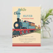 Invitation Personnaliser Train Party Boy Train Ticket Anniver (Debout devant)