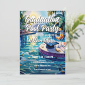 Invitation Personnaliser Vibrant Animation Pool Graduation Pa (Debout devant)