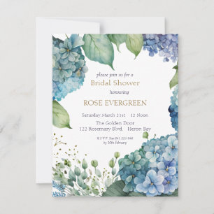 Invitation Personnalisez la Fête de Mariage Blue Hydrangea