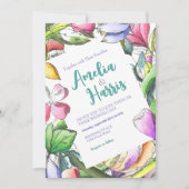 Invitation Personnalisez les fleurs colorées en relief (Devant)