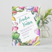 Invitation Personnalisez les fleurs colorées en relief (Debout devant)