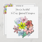 Invitation Personnalisez un graphique à fleurs brillant et jo (Devant / Derrière)