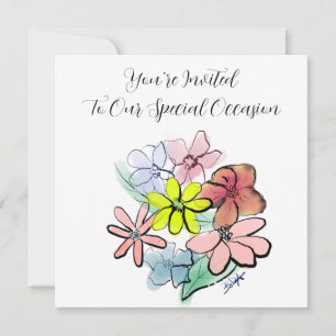 Invitation Personnalisez un graphique à fleurs brillant et jo