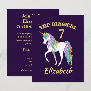Invitation Personnalité de l'Unicorn 4th 5th 6th 8th Birthday