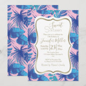 Invitation Personnalité du film tropical rose et bleu (Devant / Derrière)