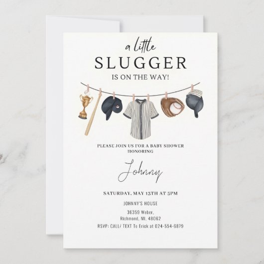 Invitation personnelle Baby shower de base-ball (Devant)