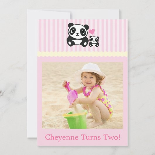 Invitation personnelle d'anniversaire de panda de (Devant)