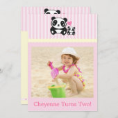 Invitation personnelle d'anniversaire de panda de (Devant / Derrière)