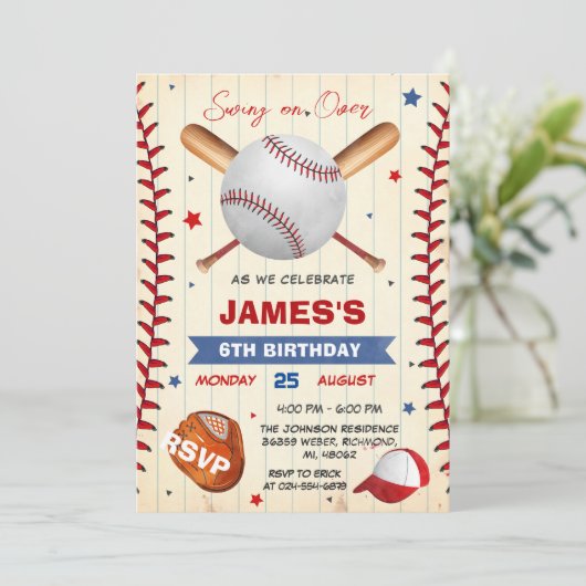 Invitation personnelle de baseball avec photo (Debout devant)