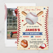 Invitation personnelle de baseball avec photo (Devant / Derrière)