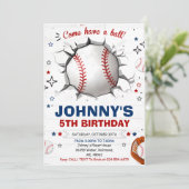 Invitation personnelle de baseball fête d'annivers (Debout devant)