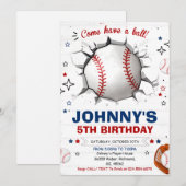 Invitation personnelle de baseball fête d'annivers (Devant / Derrière)