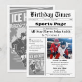 Invitation personnelle de hockey sur glace Anniver (Devant / Derrière)