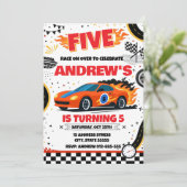 Invitation Personnelle Racecar boy Sport fête d'anniversaire (Debout devant)