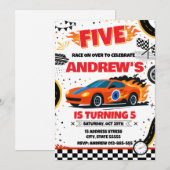 Invitation Personnelle Racecar boy Sport fête d'anniversaire (Devant / Derrière)