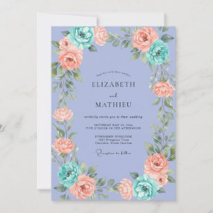 Invitation Pervenche Abricot Ranunculus Eucalyptus Gris Wedd