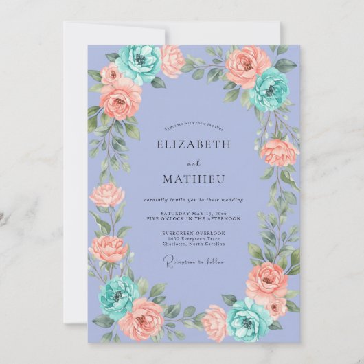 Invitation Pervenche Abricot Ranunculus Eucalyptus Gris Wedd (Devant)