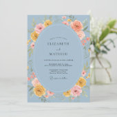 Invitation Pervenche Ranunculus Jaune Eucalyptus Gris Weddi (Debout devant)