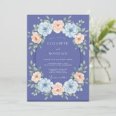 Invitation Pervenche Ranunculus Pêche Eucalyptus Gris Weddin (Debout devant)