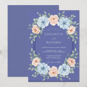 Invitation Pervenche Ranunculus Pêche Eucalyptus Gris Weddin (Devant / Derrière)