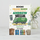 Invitation Pesonal Dump Everything Trash Truck Birthday Bash (Debout devant)
