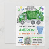 Invitation Pesonal Kids Dump Trucks Birthday Bash (Devant / Derrière)